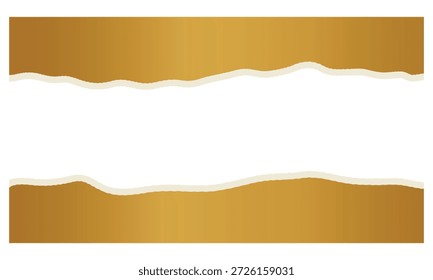 Horizontal torn paper effect. white blank space in middle. brown background for design. vector illustration.