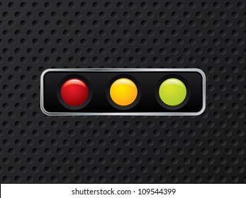 Horizontal traffic light design on dotted background