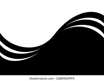 Horizontal transición de negro a blanco con oleadas de cintas. Patrón moderno. Fondo de Vector Abstractas. Elemento de diseño deportivo. Líneas onduladas. Separador. Cintas
