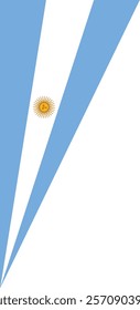 A horizontal triband of light blue and white with a golden Sun of May at its center, symbolizing freedom and hope