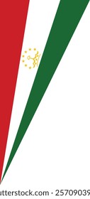 A horizontal tricolor of red, white, and green, with a gold crown and seven stars, symbolizing unity, peace, and agriculture