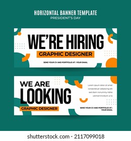 Horizontal vacancy web banner template retro gradients colorful abstract blurry