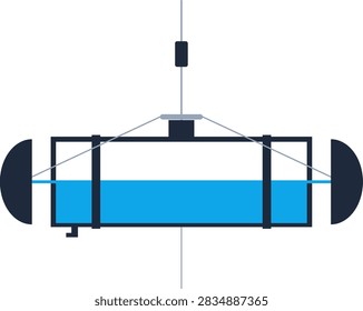 Horizontal Van Dorn Water Sampler Limnology and Oceanography Hydrological Sampling Equipment Vector Icon