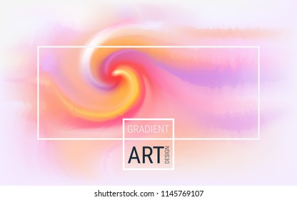 Horizontal vector abstract background. Spiral and wave of colors on a light background. Dynamic bright gradients. Fashionable ultraviolet and pink color. The effect of liquid. Glow of plasma. 