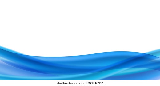 Horizontal vector abstract flyer or banner with place for text. Abstract background with blue water jets on a white background. Gradient mesh with transparency. Blank for advertising.