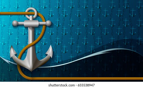 Horizontal vector background on a marine theme with place for text.