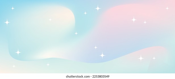 Horizontal vector background. Shining stars. Light blue with pink sky.