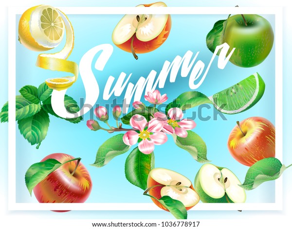 Horizontal Vector Banner Branch Blossoming Apple Stock Vector