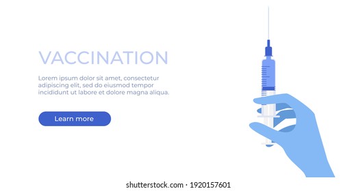 Horizontal Vector Banner Drawing Vaccination On Stock Vector (Royalty ...