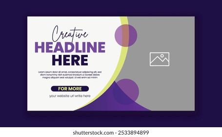 Horizontal vector banner template for YouTube video thumbnail cover design and promotional corporate business marketing website banner design suitable for social media cover header template design