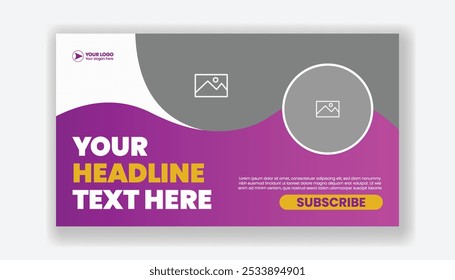 Horizontal vector banner template for YouTube video thumbnail cover design and promotional corporate business marketing website banner design suitable for social media cover header template design