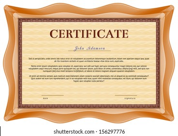 Horizontal vector certificate template with guilloche elements. Brown with beige