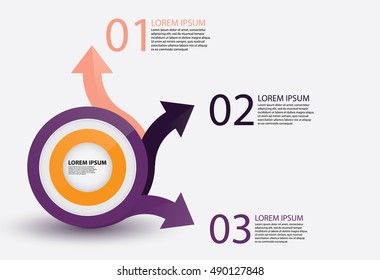 Horizontal vector chart template with infographics elements on gray background
