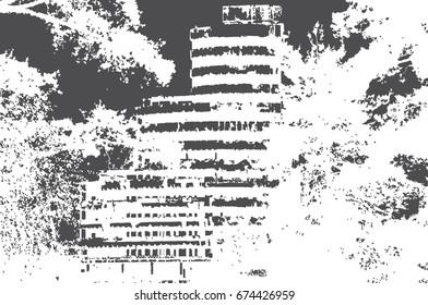 the horizontal vector grunge texture. the imprint of the ruins of the old high-rise buildings. background illustration for design.