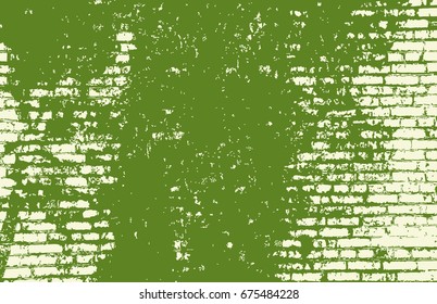 the horizontal vector grunge texture. old brick wall covered with moss. background illustration for design