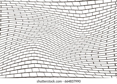 the horizontal vector grunge texture. twisted brick walls. form bricks are not repeated. transparent background. background illustration for your design