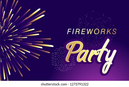 Horizontal vector illustration of abstract banner fireworks in the night sky, a holiday festival