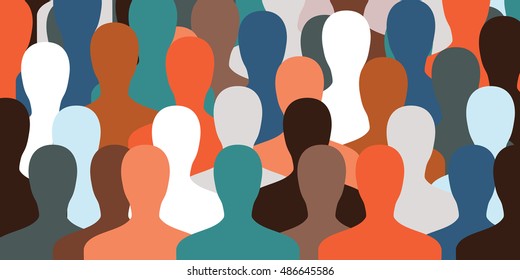 horizontal vector illustration for big number of people or crowd concept for website banner background