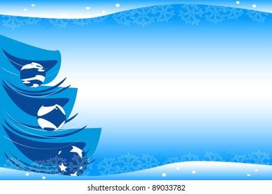 Horizontal vector illustration of christmas tree