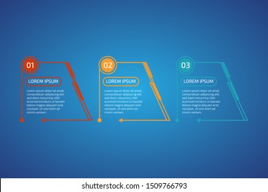 Horizontal Vector Infographic thin line design with 3 options or steps for business concept. Can be used for presentations, banner, workflow layout, process diagram, flow chart, info graph, web design