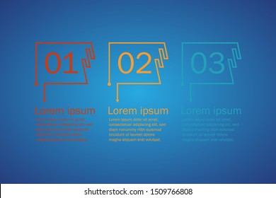 Horizontal Vector Infographic thin line design with 3 options or steps for business concept. Can be used for presentations, banner, workflow layout, process diagram, flow chart, info graph, web design
