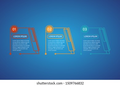 Horizontal Vector Infographic thin line design with 3 options or steps for business concept. Can be used for presentations, banner, workflow layout, process diagram, flow chart, info graph, web design