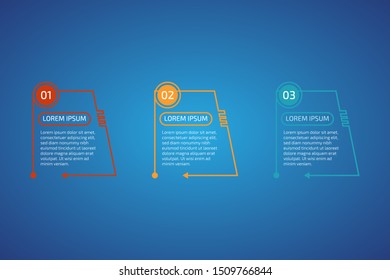 Horizontal Vector Infographic thin line design with 3 options or steps for business concept. Can be used for presentations, banner, workflow layout, process diagram, flow chart, info graph, web design
