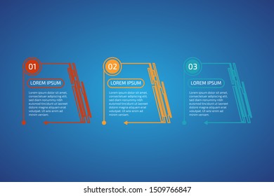 Horizontal Vector Infographic thin line design with 3 options or steps for business concept. Can be used for presentations, banner, workflow layout, process diagram, flow chart, info graph, web design