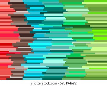 Horizontal vector lines abstract colorful background, striped pattern in blue, aquamarine, red, green and brown.