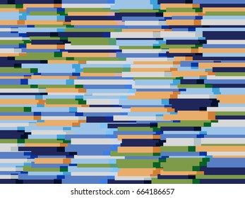 Horizontal vector lines abstract colorful background, striped pattern in blue, green and orange colors. Modern youthful cover graphic design, geometric pattern, background template.