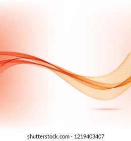 
Horizontal vector orange color wave with shadow. Abstract background