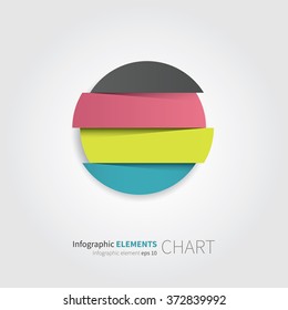 horizontal vector pie chart for infographic design / chart with 3d shadow