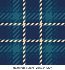 Horizontal vector plaid seamless, bedding tartan textile check. Chic background texture pattern fabric in cyan and blue colors palette.