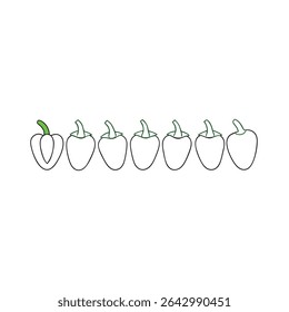 a horizontal vector row of vegetable outlines
