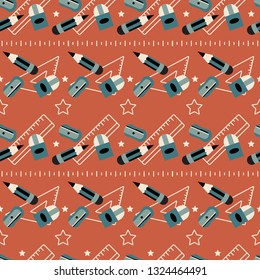 Horizontal Vector Stationary in Red Background Color Seamless Pattern