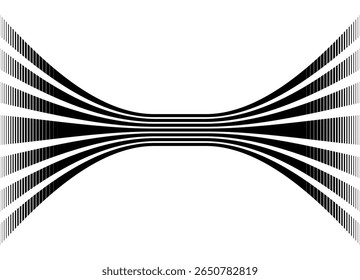 Padrão listrado de vetor horizontal de linhas paralelas pretas grossas em um plano de fundo branco em estilo retro. Elemento de design para publicidade, embalagem, impressão. Fundo do vetor com perspectiva.