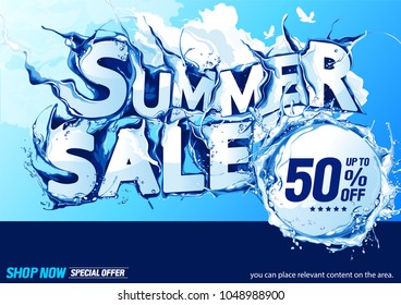 Horizontal Vector. Summer Sale Water Wave. you can place relevant content on the area.