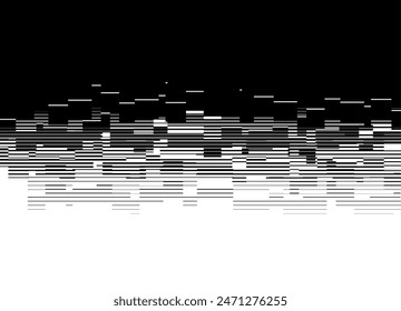 Horizontal vector transition from black to white with abstract pixels. Striped vector pattern of black lines in retro style.
Trendy black and white vector background