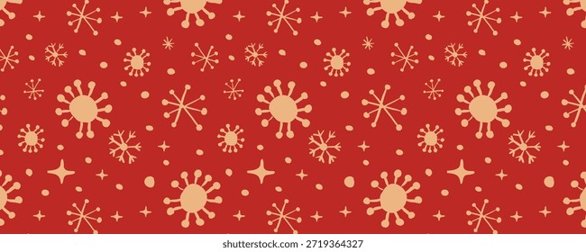 Vetor horizontal embrulhar design de papel com um padrão de Natal sem costura. Festivo, brilhante e acolhedor. Perfeito para embrulho de presente, embalagem de varejo, marca de férias, impressões e decorações sazonais.