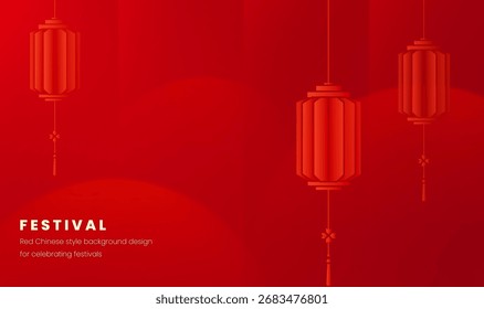 Horizontal version of the red Lantern Festival background design Chinese style