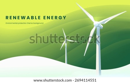 Horizontal version simple style renewable energy wind turbine illustration