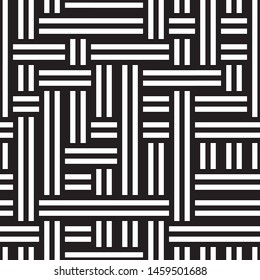 Horizontal and vertical black segments. Vector seamless pattern. Modern stylish texture.