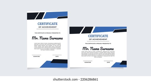horizontal and vertical certificate template with stripes ornament and modern texture pattern background