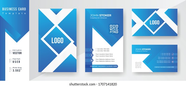 Horizontal & Vertical Gradient Color business card Template Set.