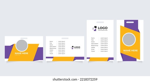 Tarjetas de identificación horizontal y vertical con elementos color fresco
