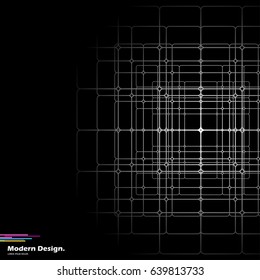 Horizontal and vertical lines on the black background. Abstract pattern with the text space.