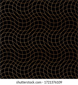 Horizontal and vertical spline of pattern vector. Design waves gold on black background. Design print for illustration, textile, texture, wallpaper, background.