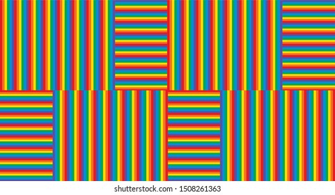 horizontal and vertical stripes of rainbow color in pride vector - symbol of gay, lesbian, bisexual, transgender and queer people