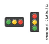 Horizontal and Vertical Traffic Light. Traffic light green, yellow and red. 