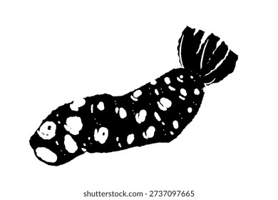 Horizontal View of Bumpy Wasabi Rhizome Root Illustration